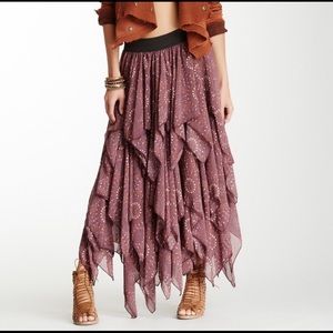 Free People ruffled maxi skirt